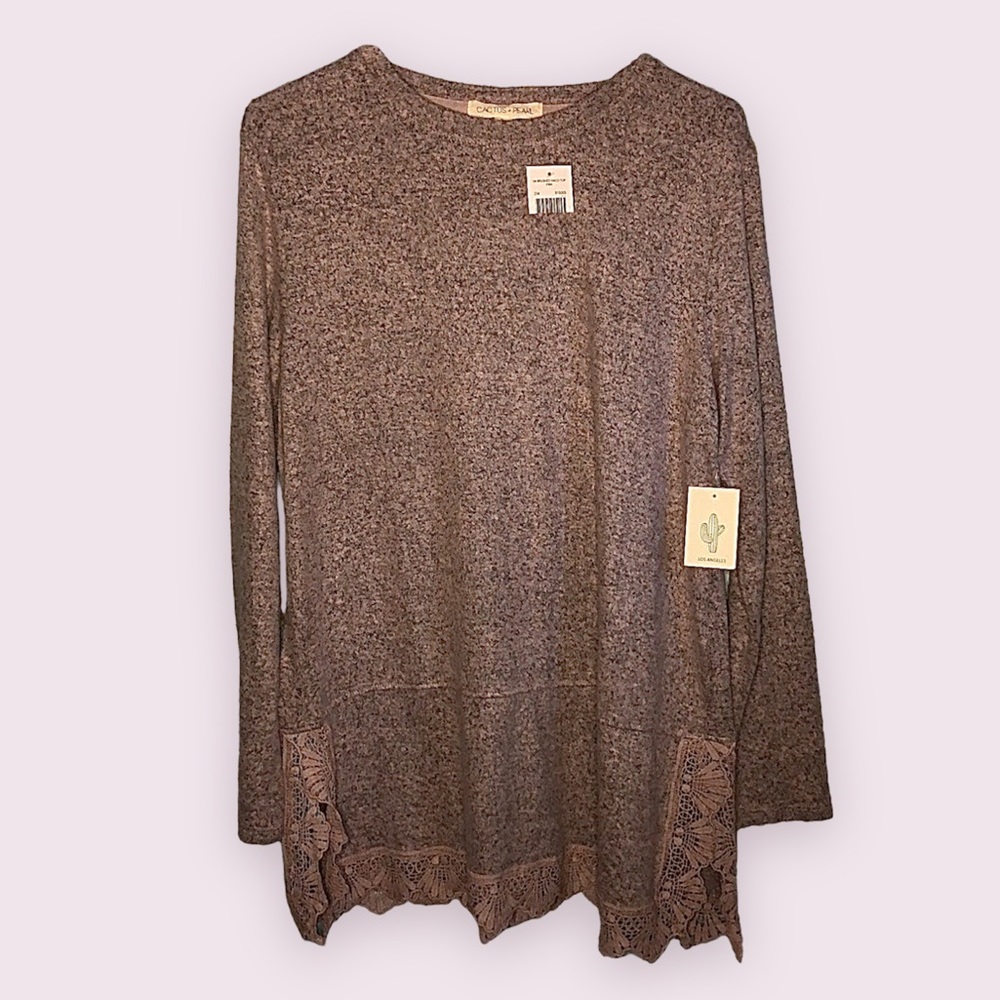 Cactus + Pearl Long Sleeve Grey Shirt